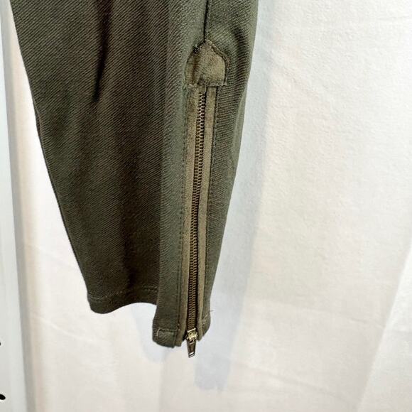 J. JILL M Slim Leg Zip Ankle Pants Pull On Elastic Waist Faux Suede Trim Green - Picture 4 of 10